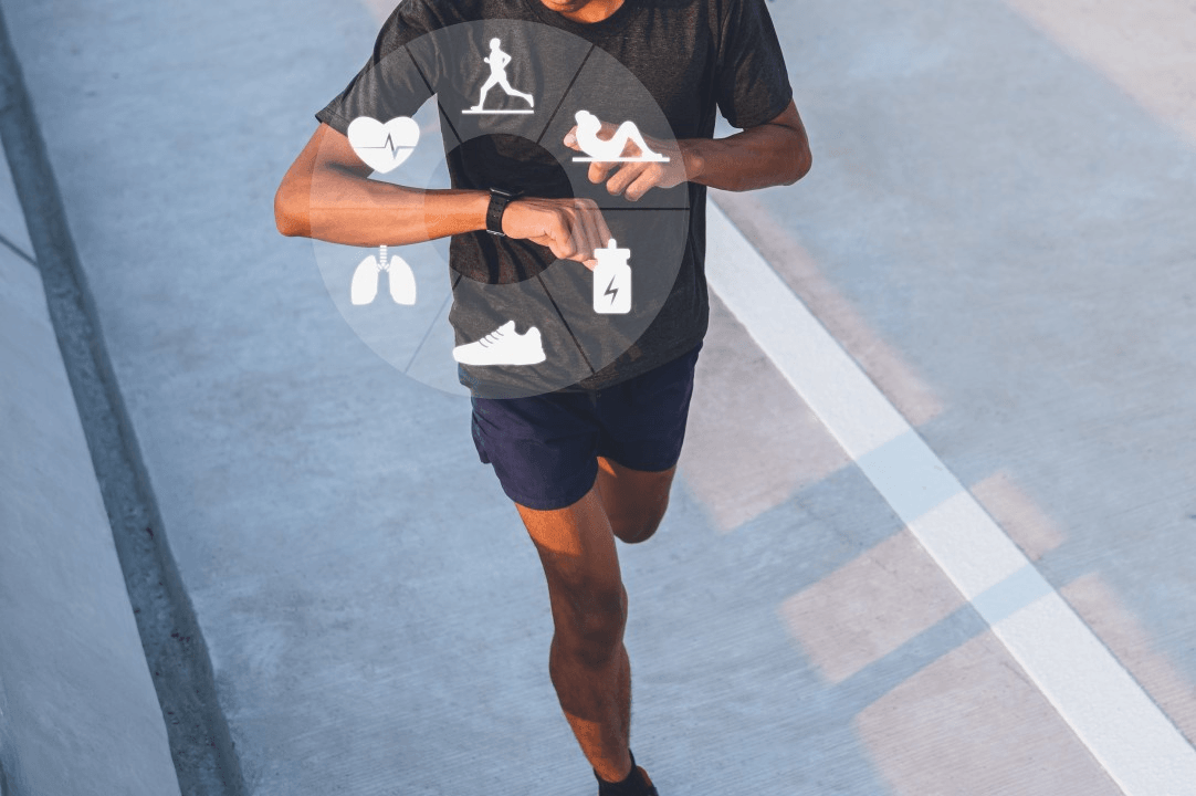 Runner with fitness watch